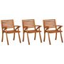 Voir la diapositive 2 : VIDAXL Chaises a manger de jardin avec coussins lot de 3 Acacia massif