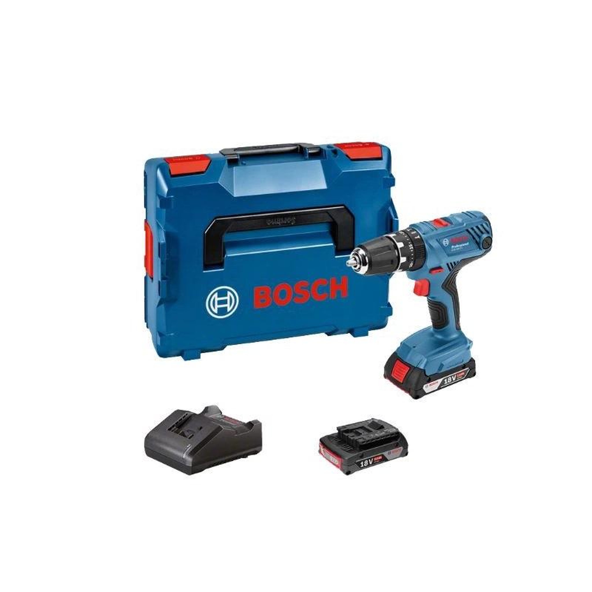 Bosch Professional Perceuse visseuse à percussion pro gsb 18v-21 55nm + 2x2ah + chargeur + l-boxx