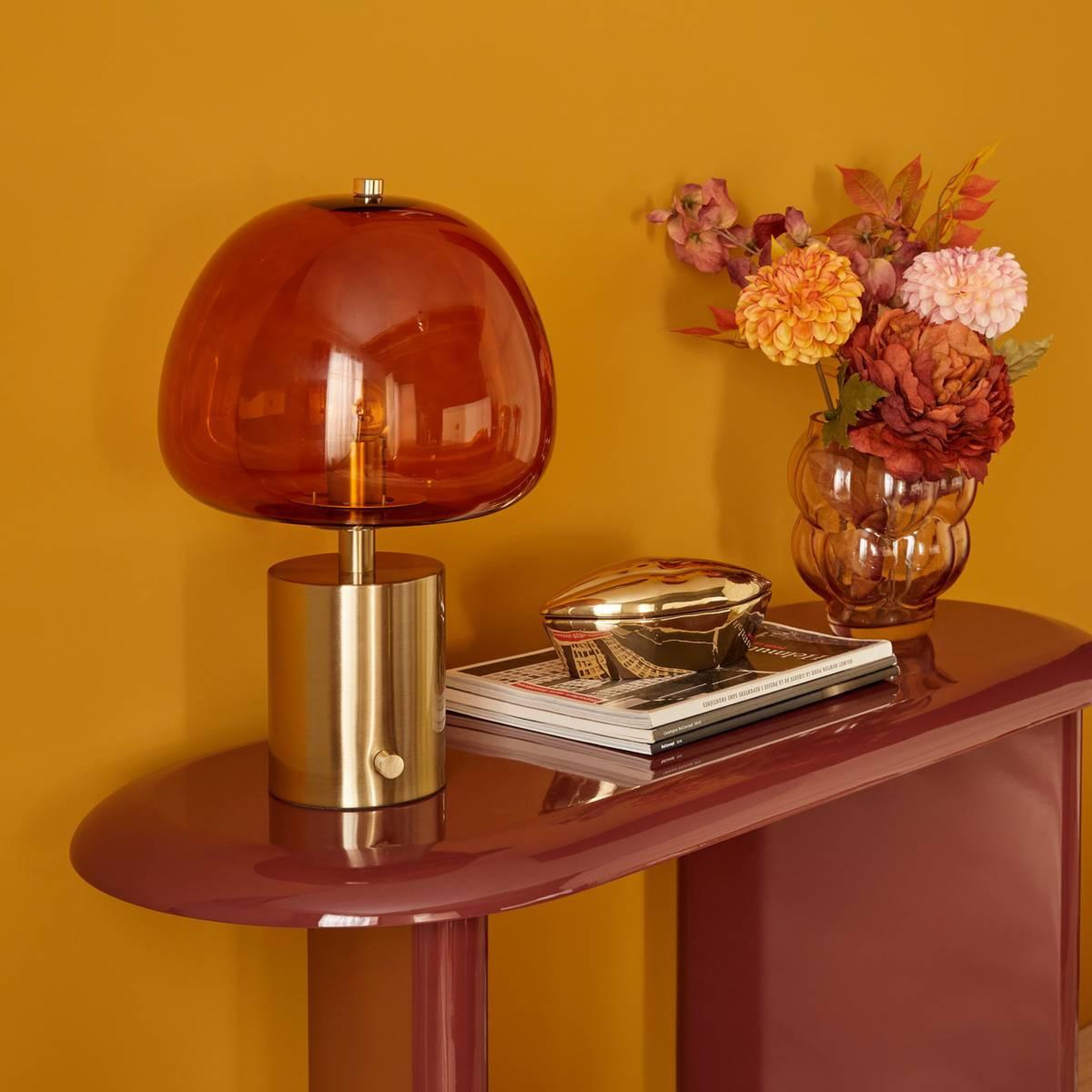 Voir la diapositive 5 : ATMOSPHERA Lampe à Poser en Verre  Elie  41cm Ambre