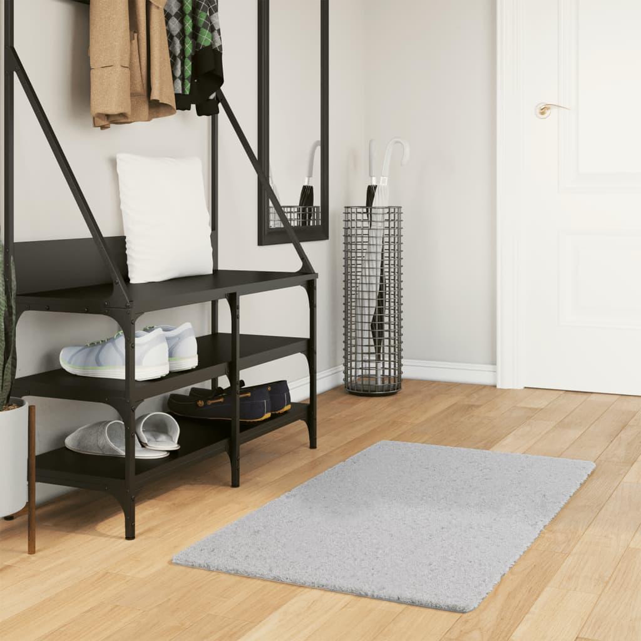 VIDAXL Tapis HUARTE a poils courts doux et lavable gris 60x110 cm