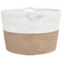 Voir la diapositive 5 : VIDAXL Panier a linge marron et blanc Ø60x36 cm coton