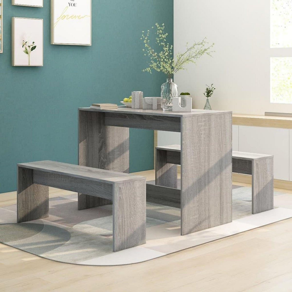 VIDAXL Ensemble a manger 3 pcs Sonoma gris Bois d'ingenierie