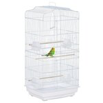 PAWHUT Cage à oiseaux volière avec mangeoires perchoirs plateau amovible 2 portes dim. 46,5L x 35,5l x 92H cm métal blanc
