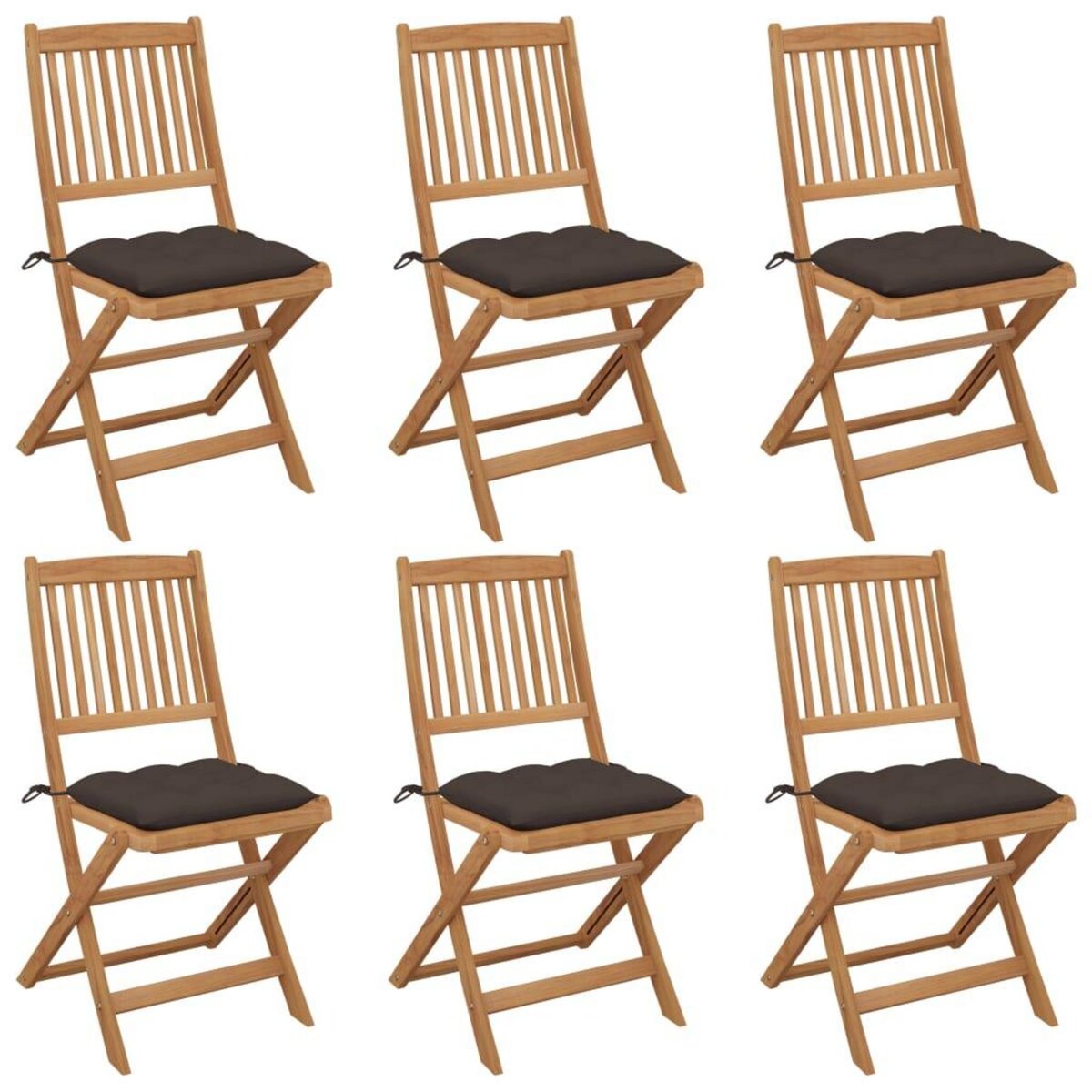 VIDAXL Chaises pliables de jardin lot de 6 avec coussins Bois d'acacia