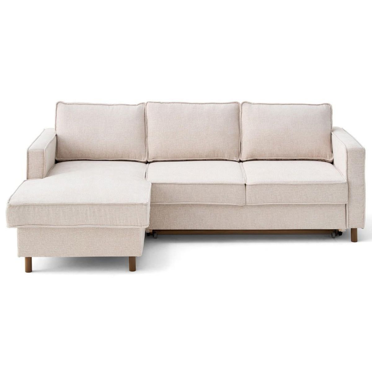 LISA DESIGN Jake - canapé d'angle gauche 4 places convertible avec coffre en tissu velours relief