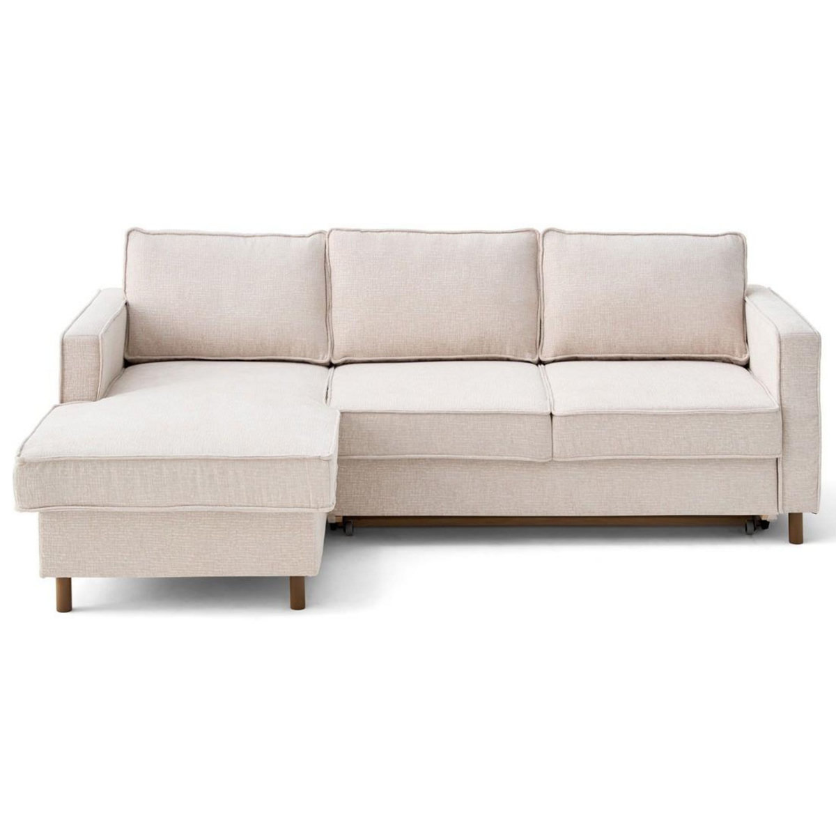 LISA DESIGN Jake - canapé d'angle gauche 4 places convertible avec coffre en tissu velours relief