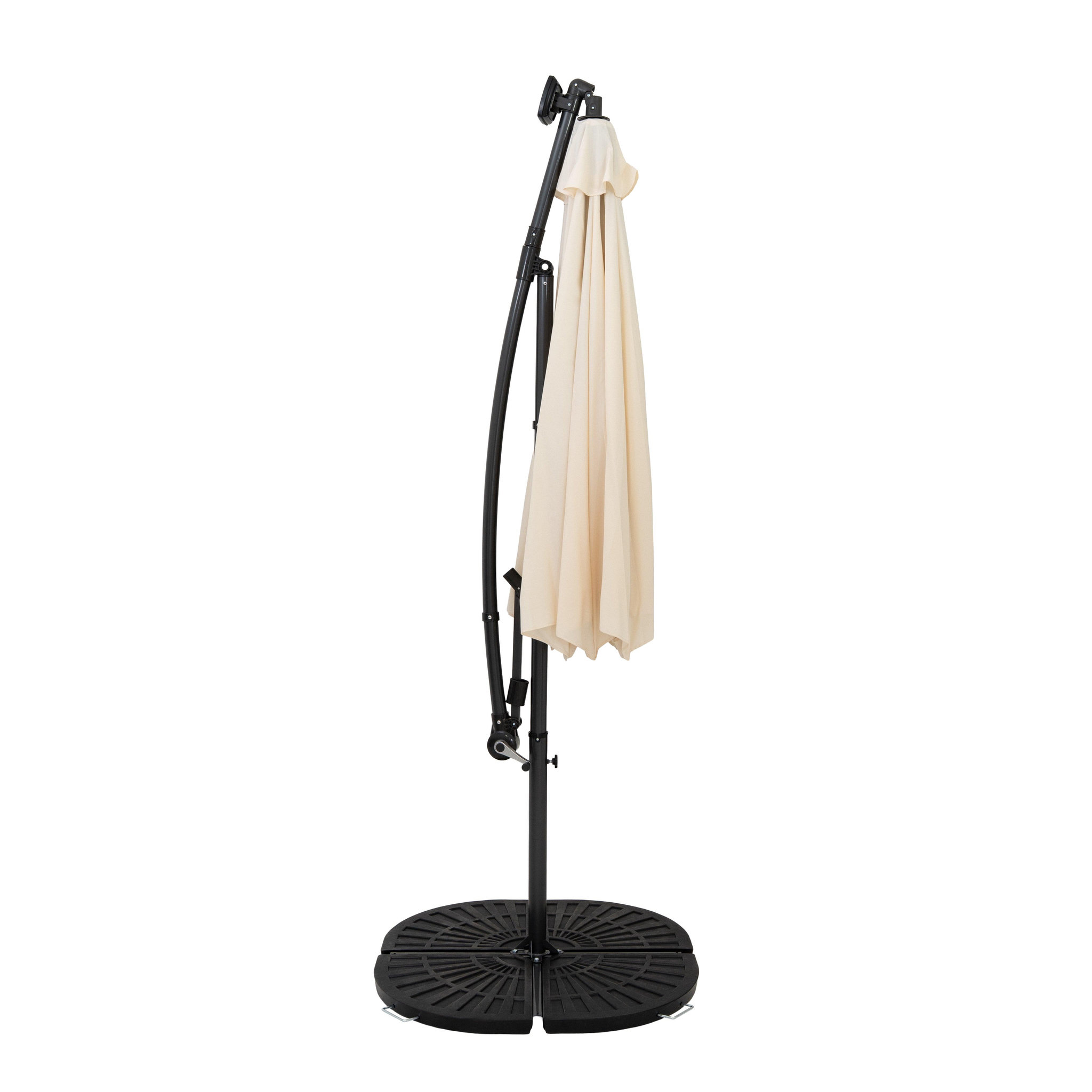 Voir la diapositive 2 : Monster Parasol Banane à Mât Déporté à LED 3 m & 4 Pieds en Éventail