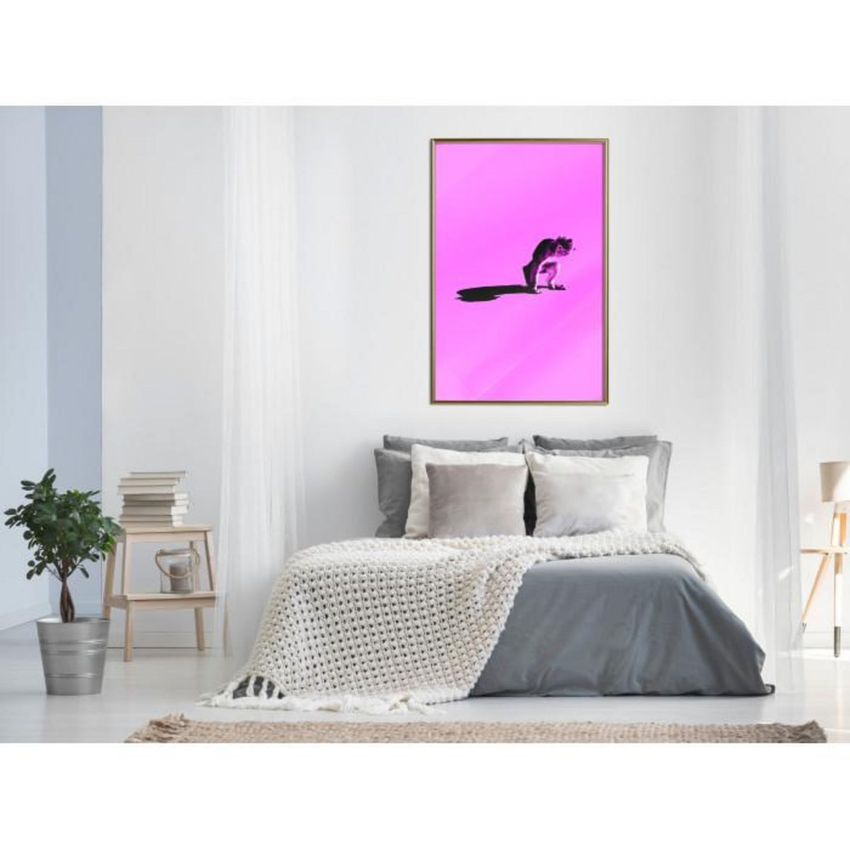 Paris Prix Affiche Murale Encadrée  Monkey on Pink Background
