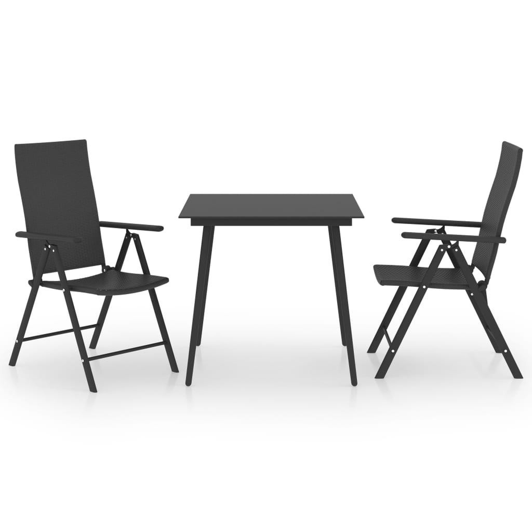 Voir la diapositive 2 : VIDAXL Ensemble a manger de jardin 3 pcs noir