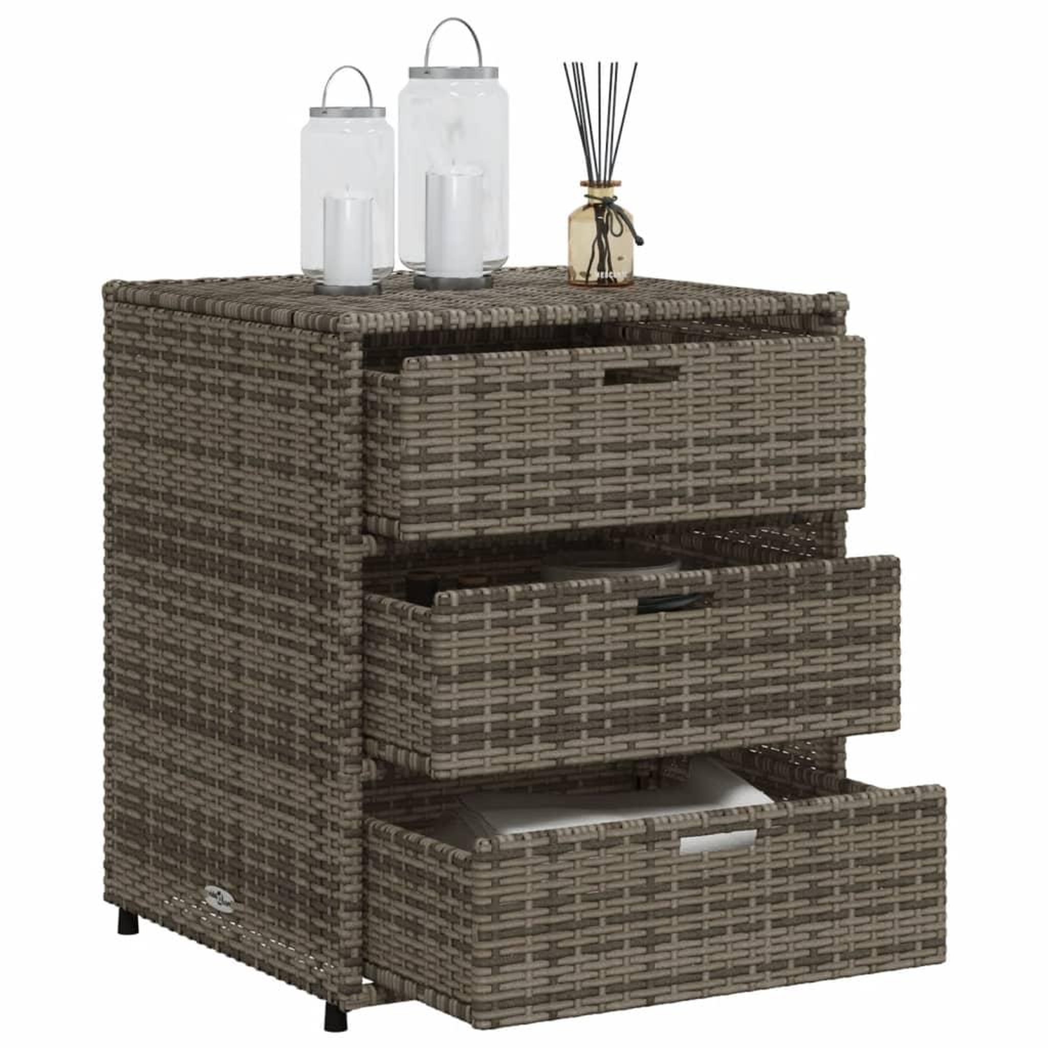Voir la diapositive 5 : VIDAXL Armoire de rangement de jardin gris 55x59x69 cm resine tressee
