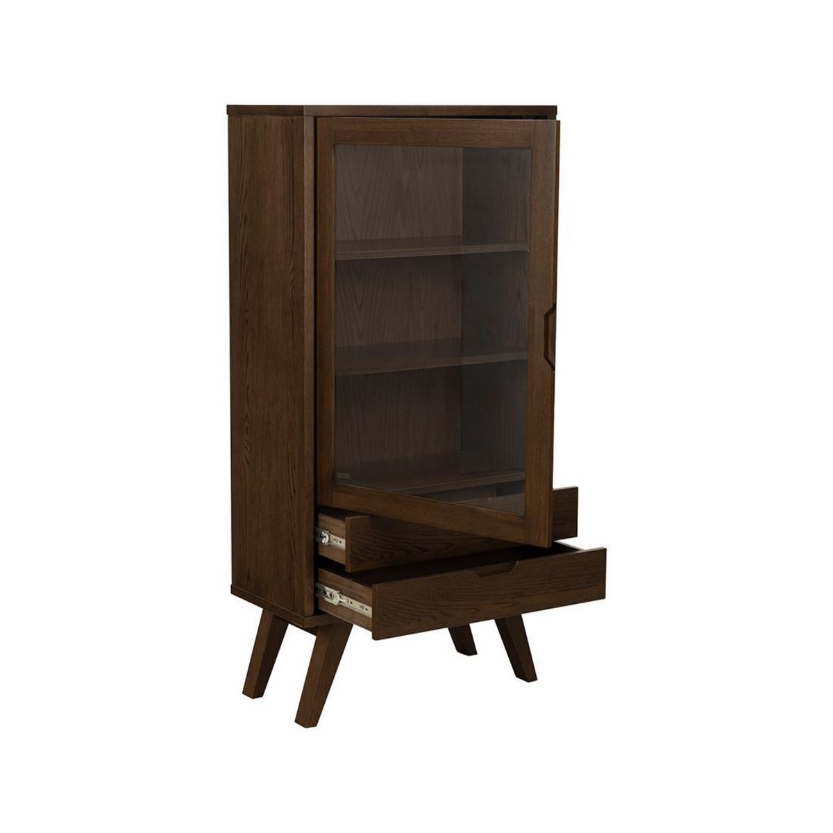 LISA DESIGN Pauline - vitrine - chêne foncé - 2 tiroirs et 1 porte - 72x145 cm