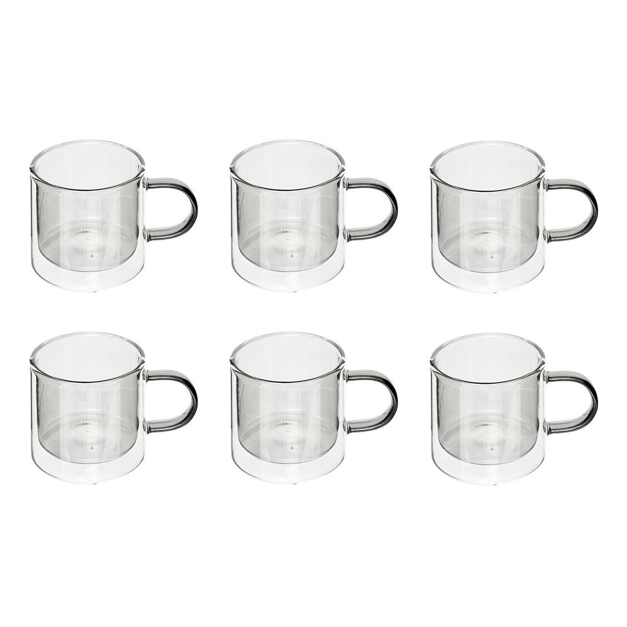 SECRET DE GOURMET Lot de 6 mugs en verre  lexi  25cl gris