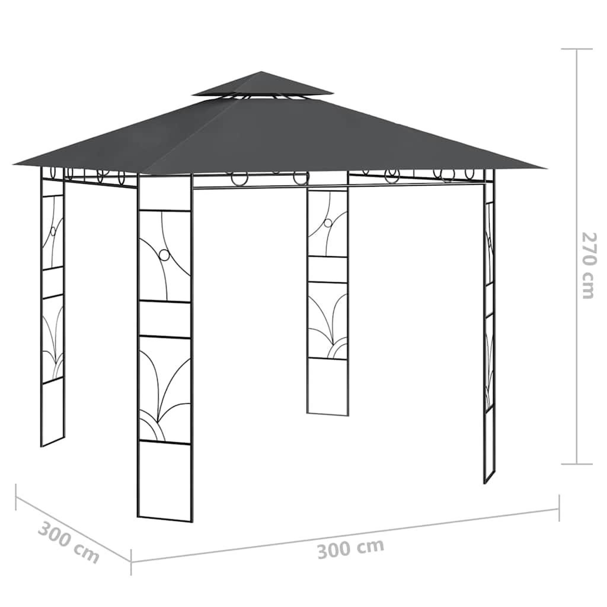 Voir la diapositive 5 : VIDAXL Belvedere 3x3x2,7 m anthracite 160 g/m^2