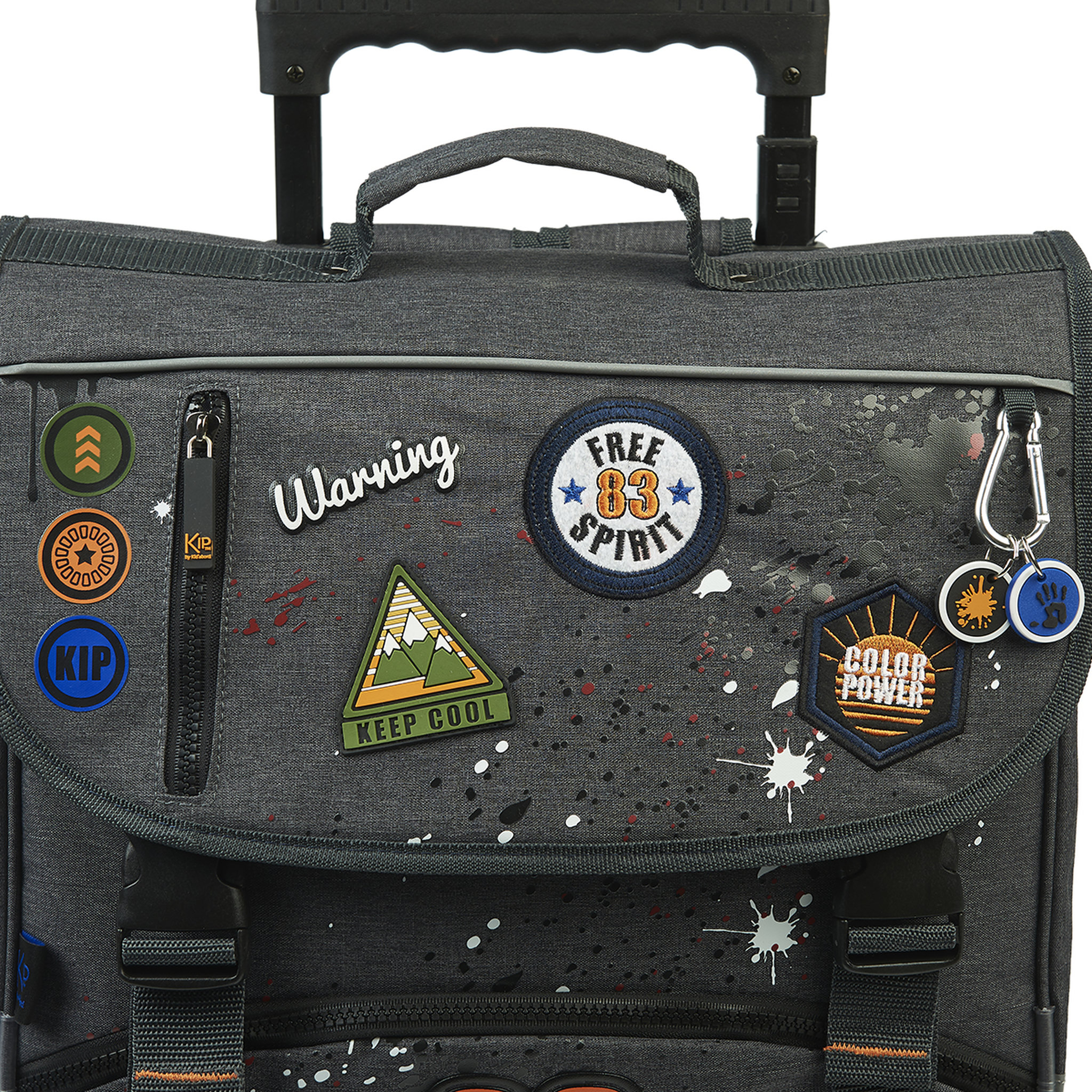 Voir la diapositive 4 : Cartable à roulettes 38 cm CP/CE1/CE2 gris KIP SPLASH