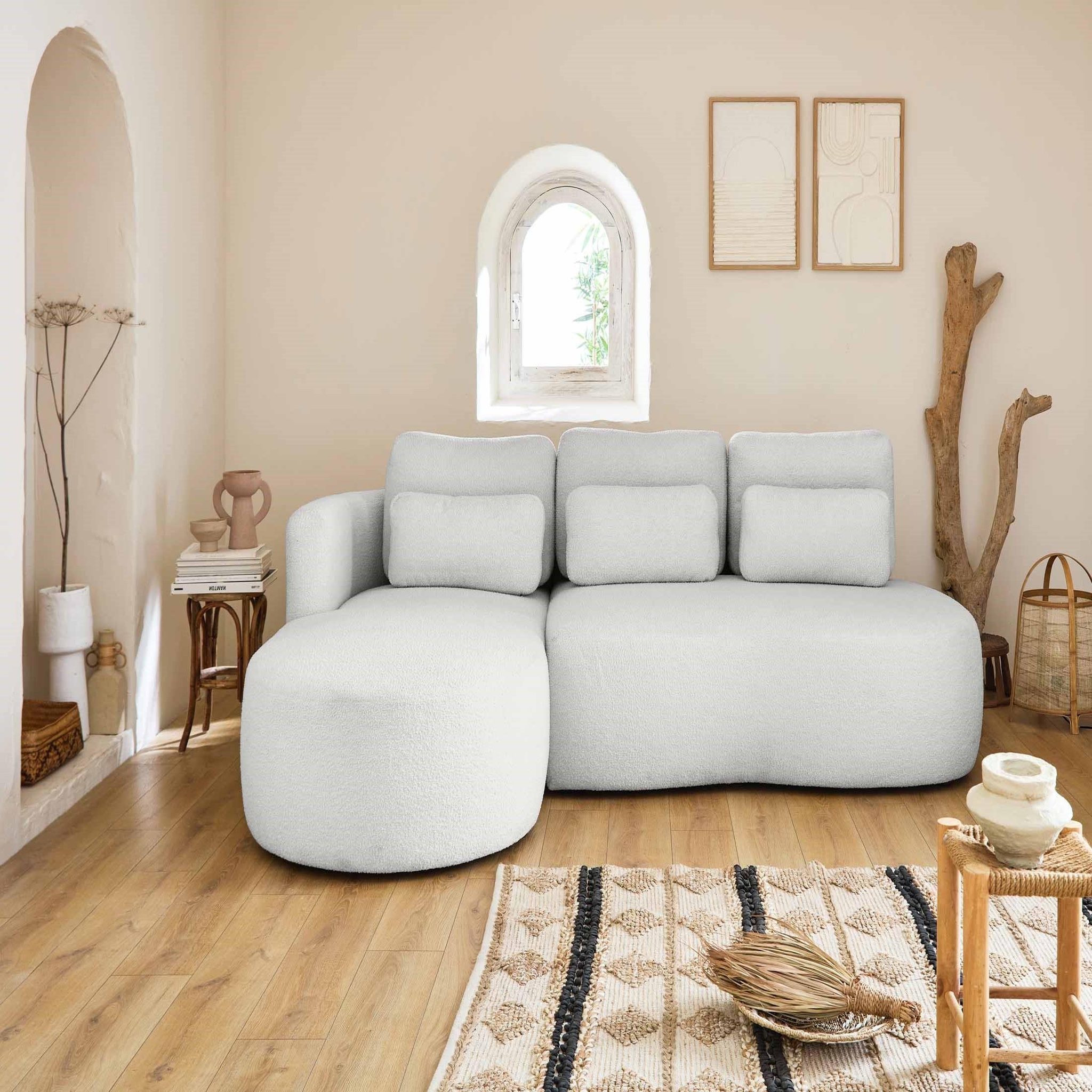 Voir la diapositive 6 : BEST MOBILIER Mahina - canapé d'angle gauche - 4 places - convertible avec coffre - en tissu bouclette