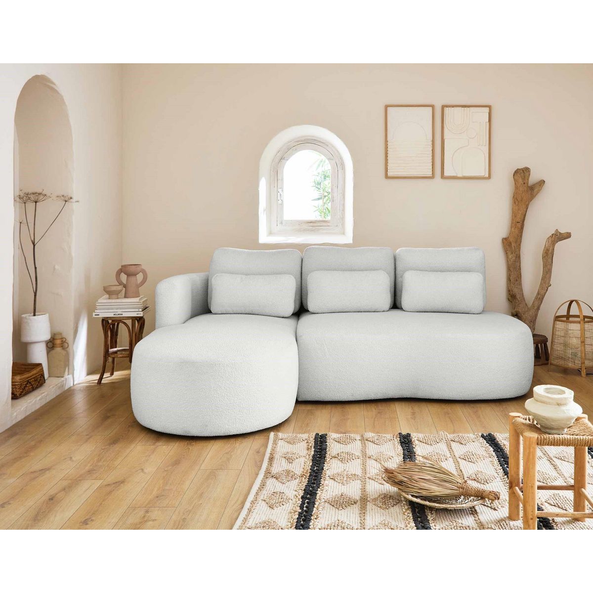 LISA DESIGN Mahina - canapé d'angle gauche - 4 places - convertible avec coffre - en tissu bouclette