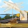 Voir la diapositive 4 : OUTSUNNY Parasol octogonal inclinable Ø 2,65 x 2,44H m mât baleine métal aspect bois polyester haute densité 180 g/m² beige
