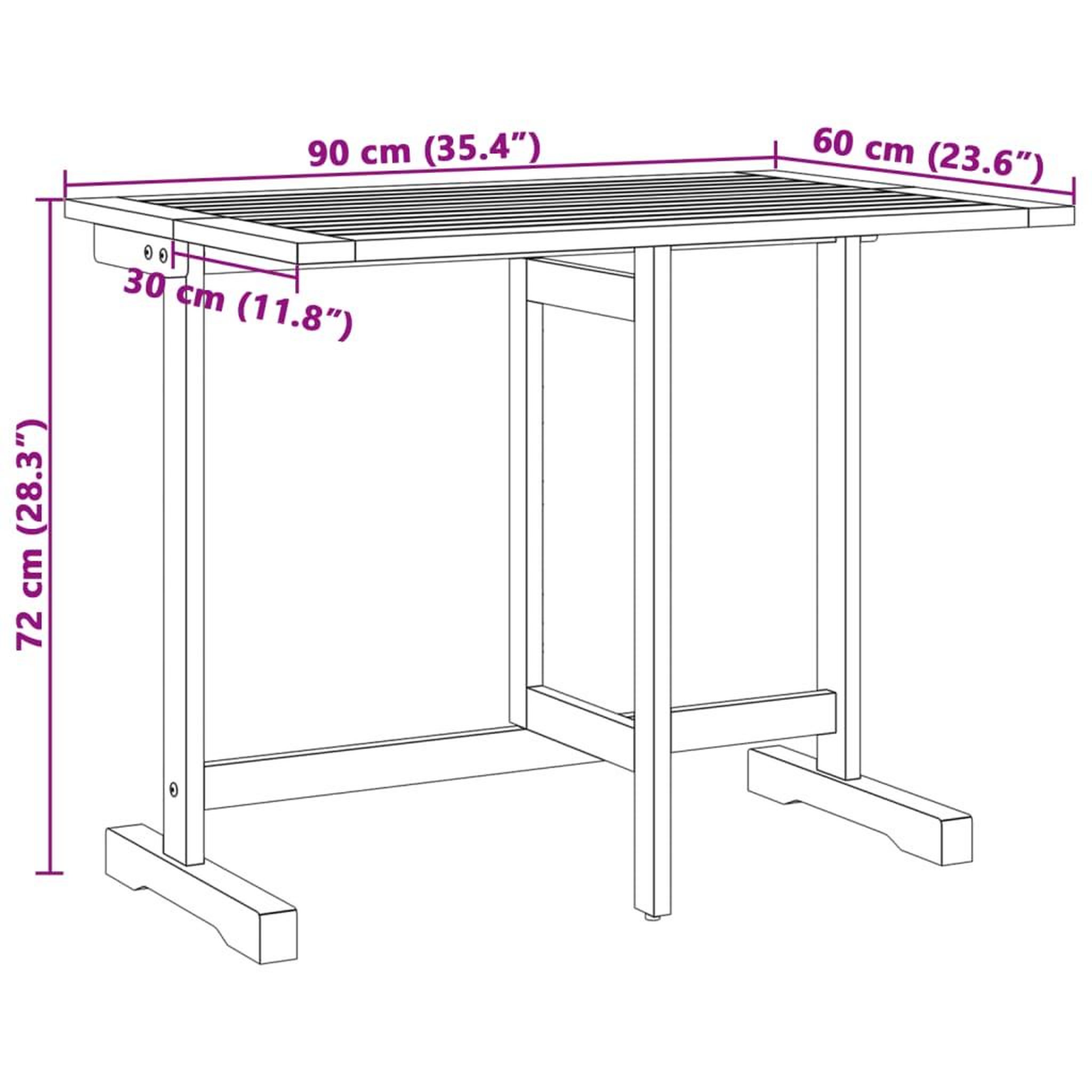 Voir la diapositive 6 : VIDAXL Table pliable de balcon 90x60x72 cm bois d'acacia solide