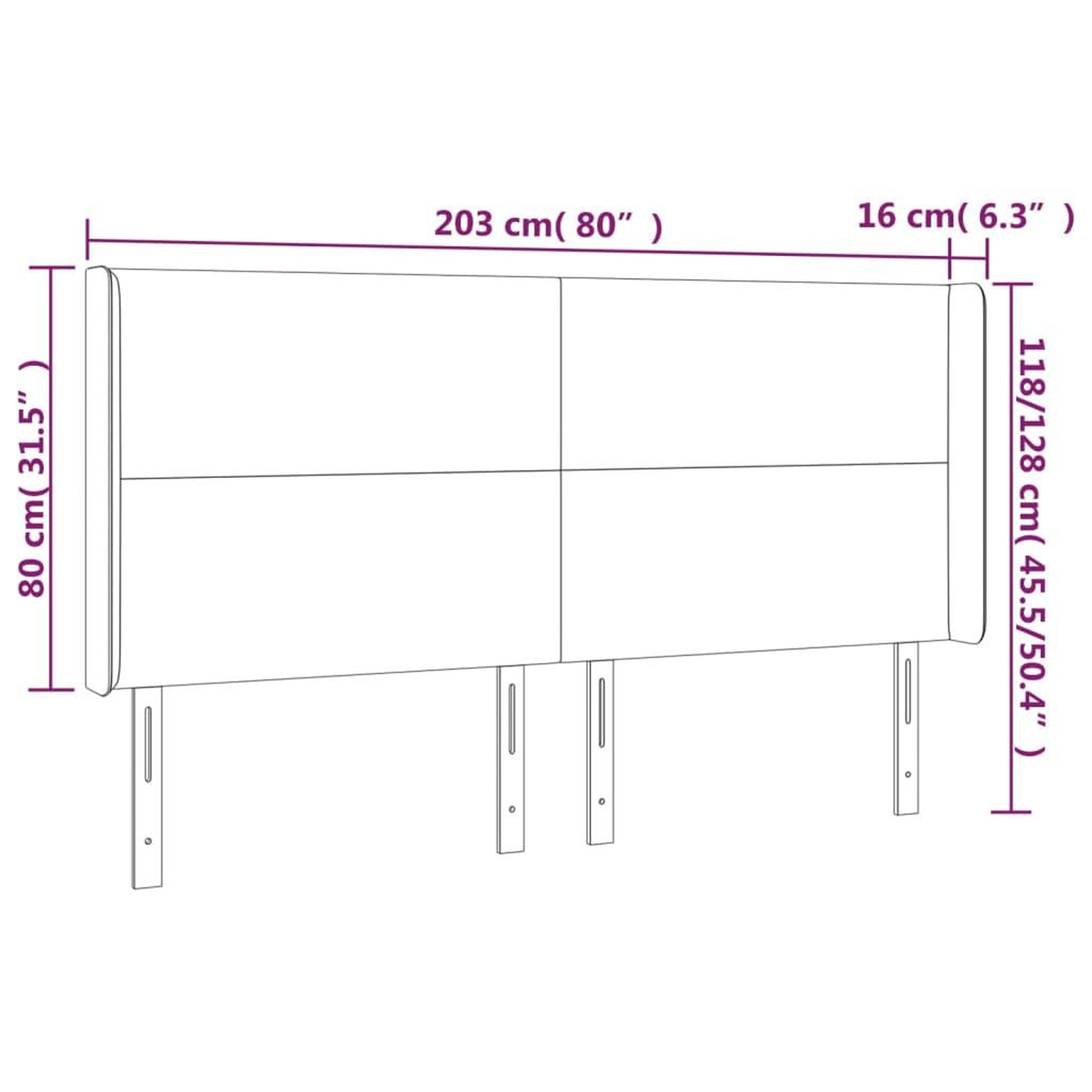 Voir la diapositive 6 : VIDAXL Tete de lit a LED Gris clair 203x16x118/128 cm Velours