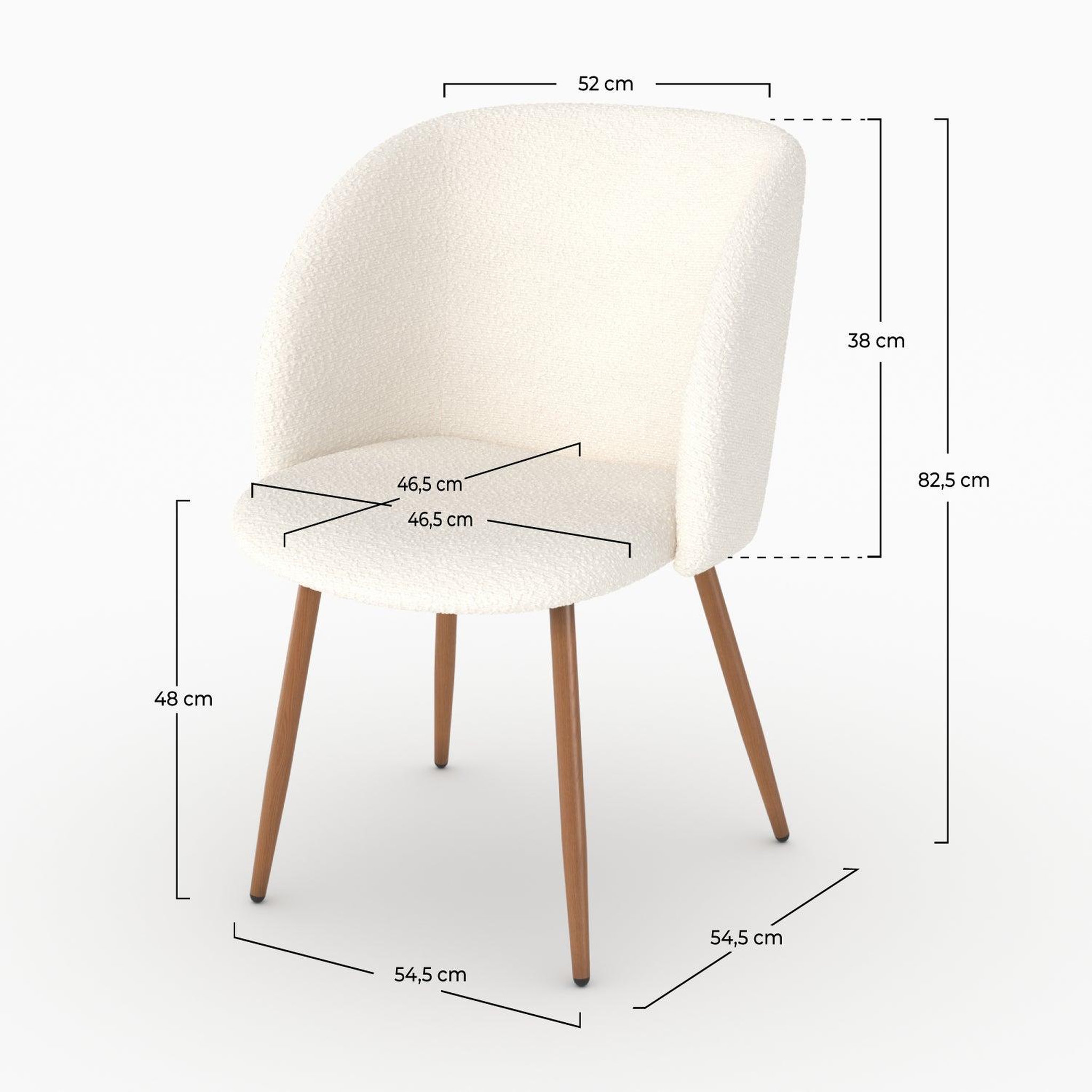 Voir la diapositive 4 : MAISON PAVANE Lot de 2 chaises en tissu bouclé beige-swan