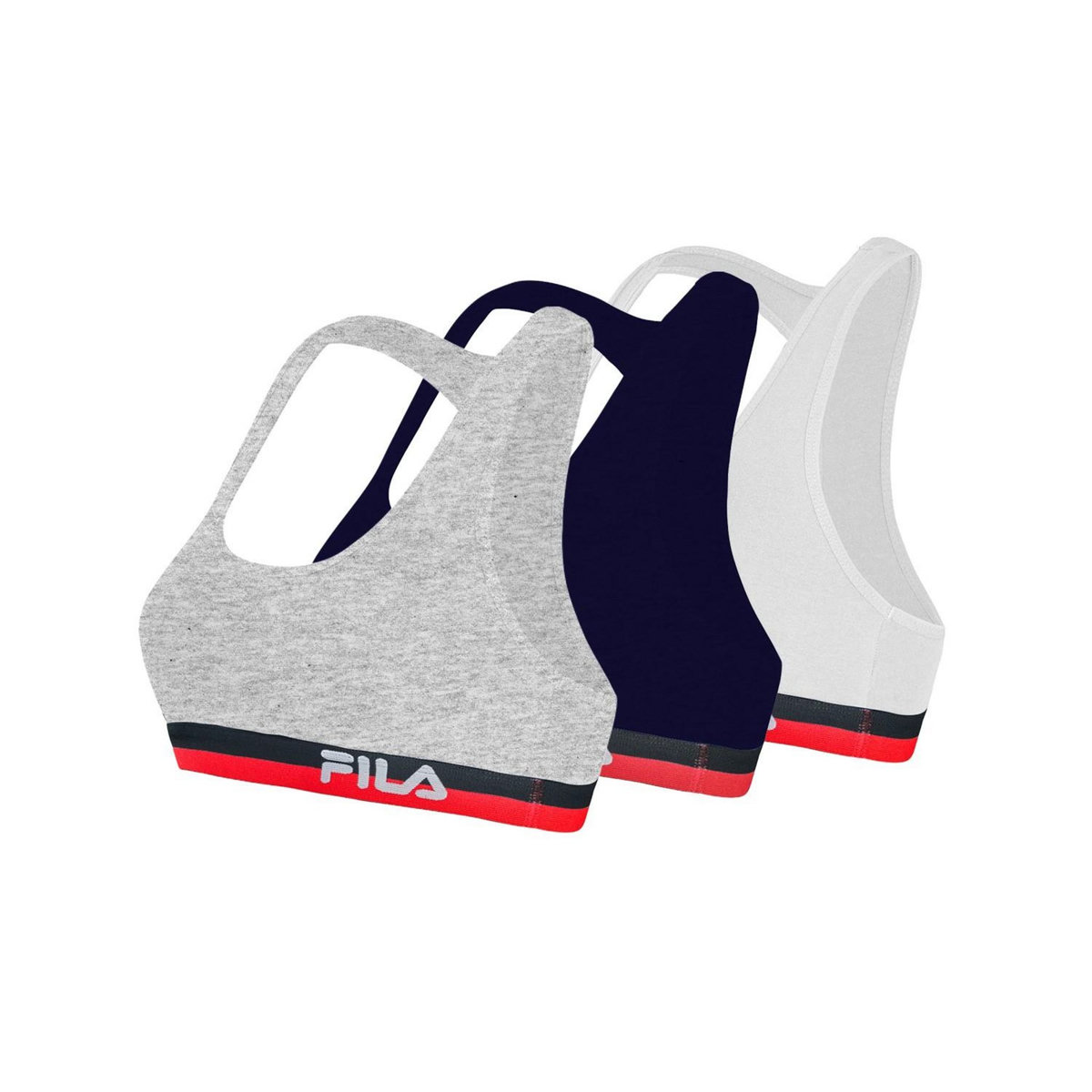 FILA Lot de 3 Brassières coton Fila FU6048 Gris, Navy et Blanc