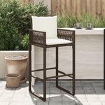 VIDAXL Tabourets de bar jardin coussins lot de 2 marron resine tressee