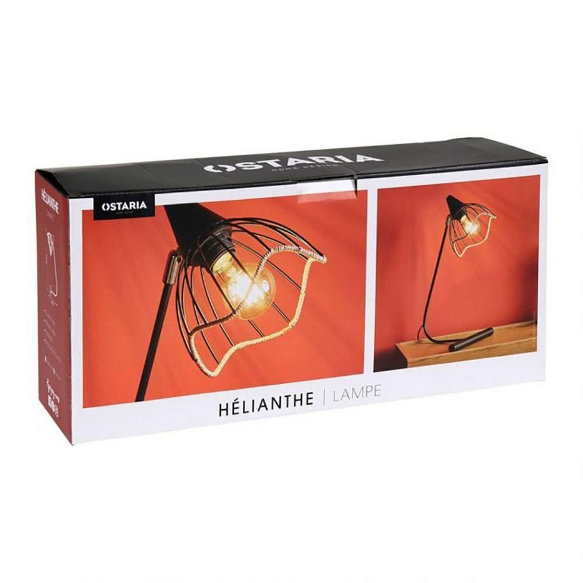 OSTARIA Lampe métal noir abat-jour filaire corde