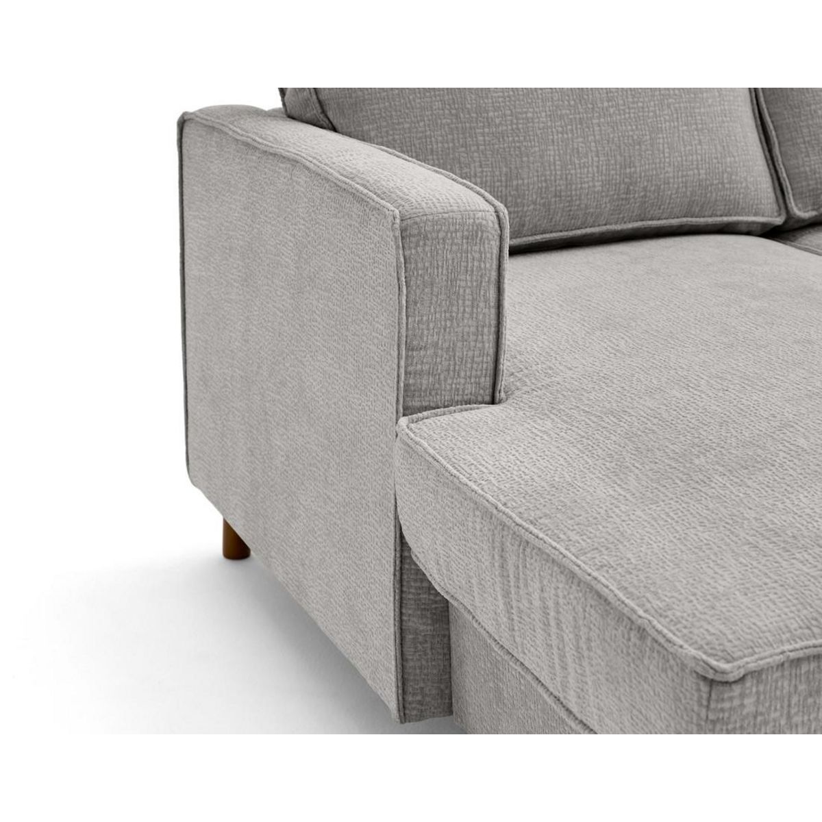 LISA DESIGN Jake - canapé panoramique d'angle droit 7 places convertible avec coffre en tissu velours relief