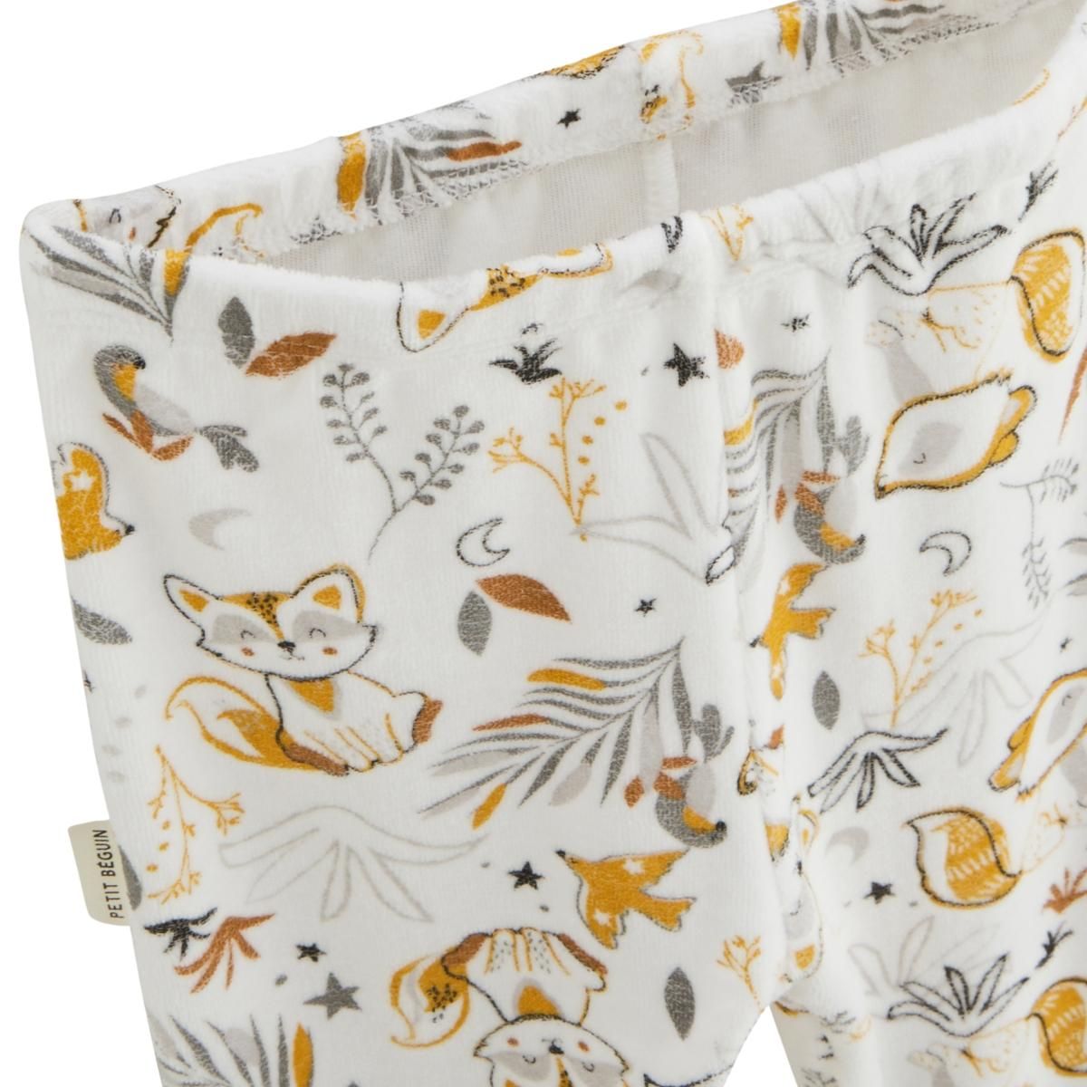 Petit Béguin Pyjama bébé 2 pièces en velours avec pieds Petit Loup