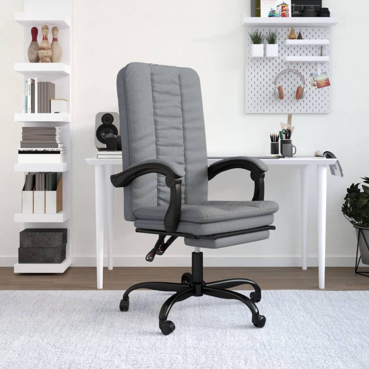 VIDAXL Fauteuil inclinable de bureau Gris clair Tissu