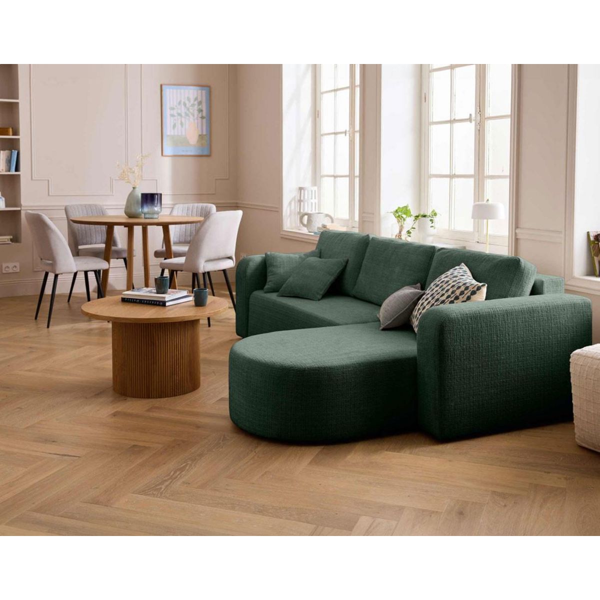 BEST MOBILIER Miro - canapé d'angle réversible - 4 places - convertible avec coffre - en velours texturé