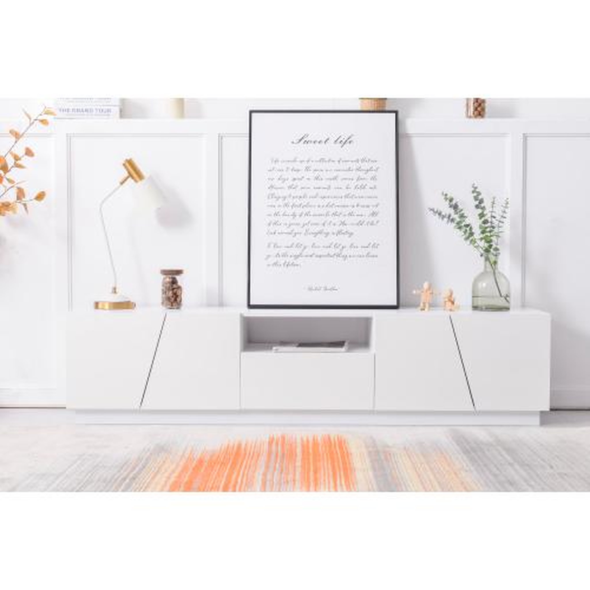 Voir la diapositive 2 : MERAX Meuble tv blanc 170 cm mdf