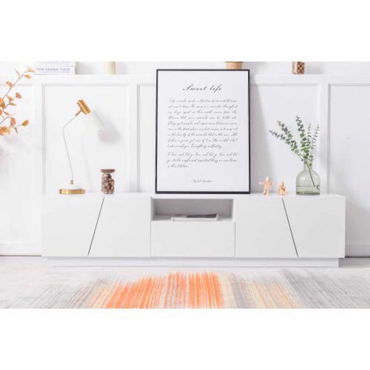 MERAX Meuble tv blanc 170 cm mdf