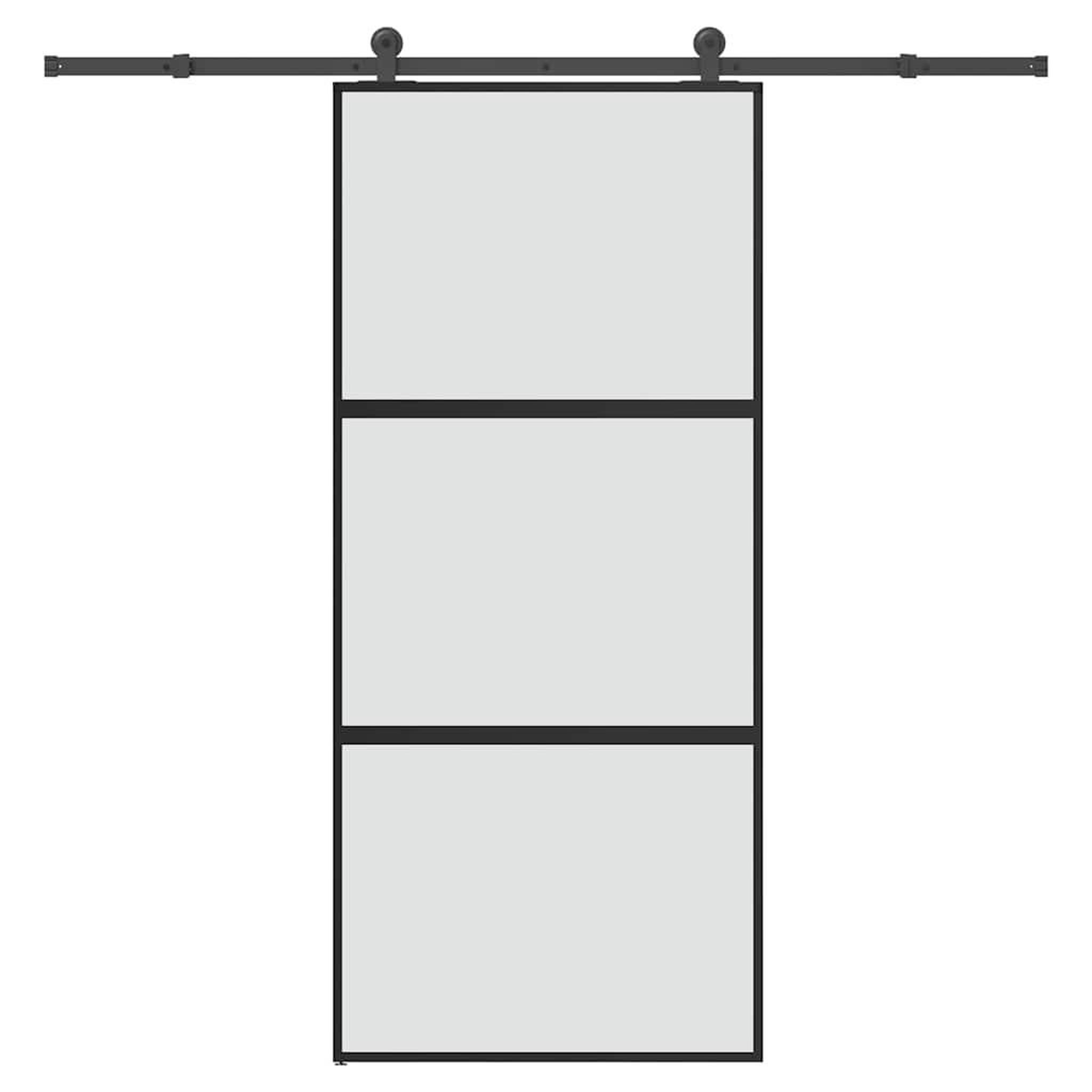 VIDAXL Porte coulissante kit de quincaillerie trempe verre aluminium