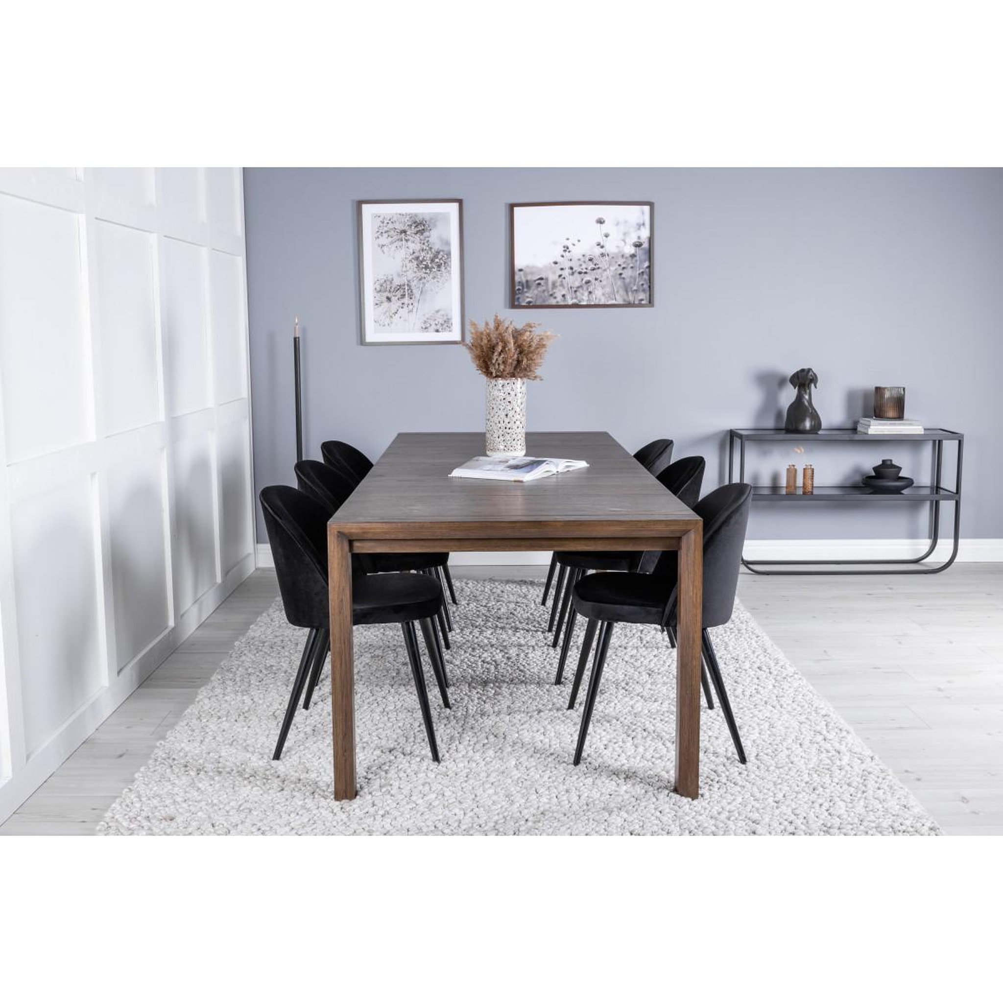 Voir la diapositive 6 : Paris Prix Ensemble Table à Manger Extensible & 6 Chaises  Slider & Velvet  170-250cm Noir & Marron