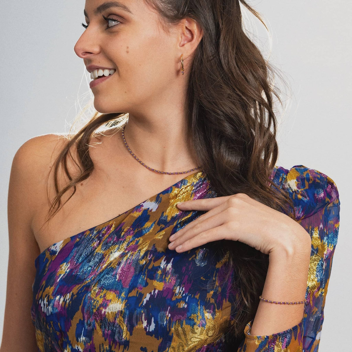 SLOYA Boucles d'oreilles Karia en pierres Améthyste