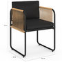 Voir la diapositive 5 : ID MARKET Lot de 4 chaises de jardin RIO structure métal noir, cordage effet rotin clair et coussins noirs