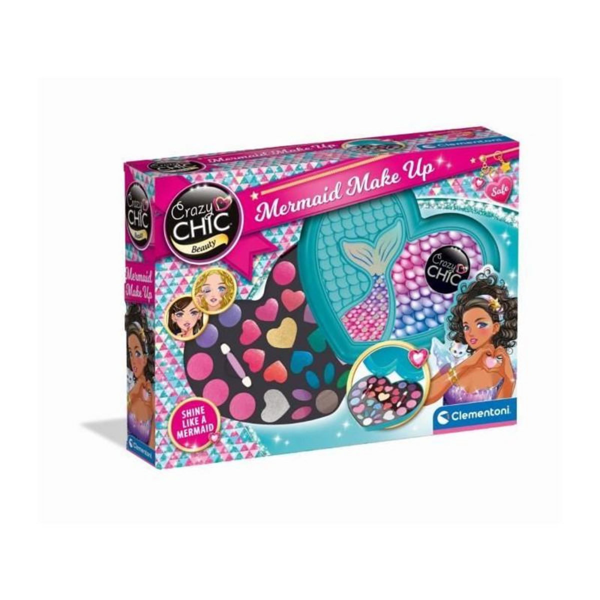 CLEMENTONI Clementoni - Crazy Chic - Maquillage Sirene - Fards a paupieres, brillant a levres et applicateurs - Dés 6 ans