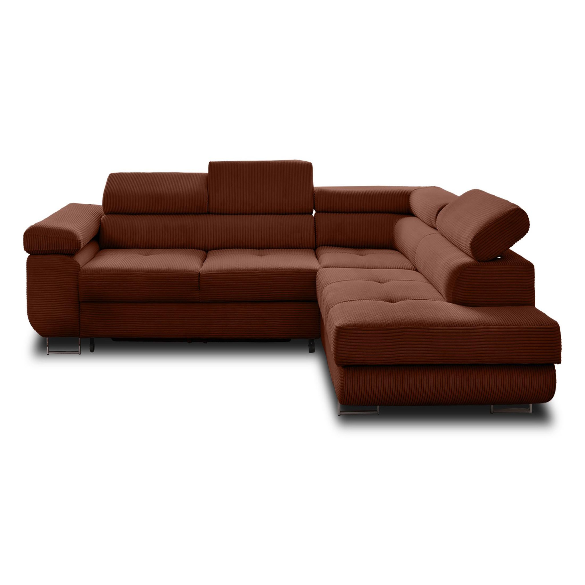 Voir la diapositive 6 : BEST MOBILIER Zaria - canapé d'angle droit - convertible avec coffre et têtières réglables - 5 places - en velours côtelé