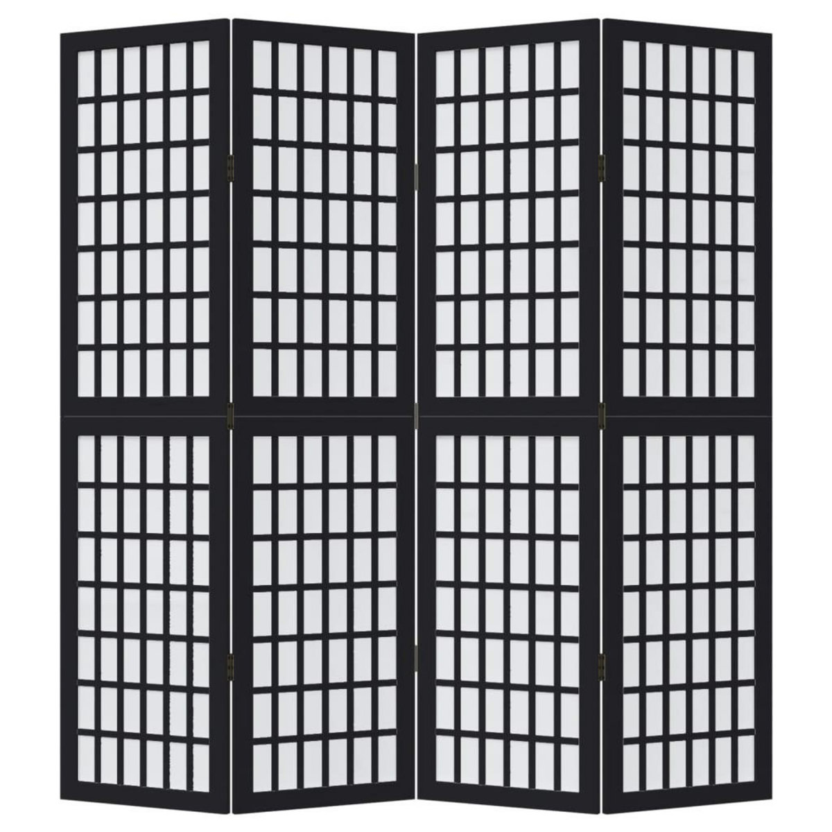 VIDAXL Cloison de separation 4 panneaux noir bois de paulownia massif