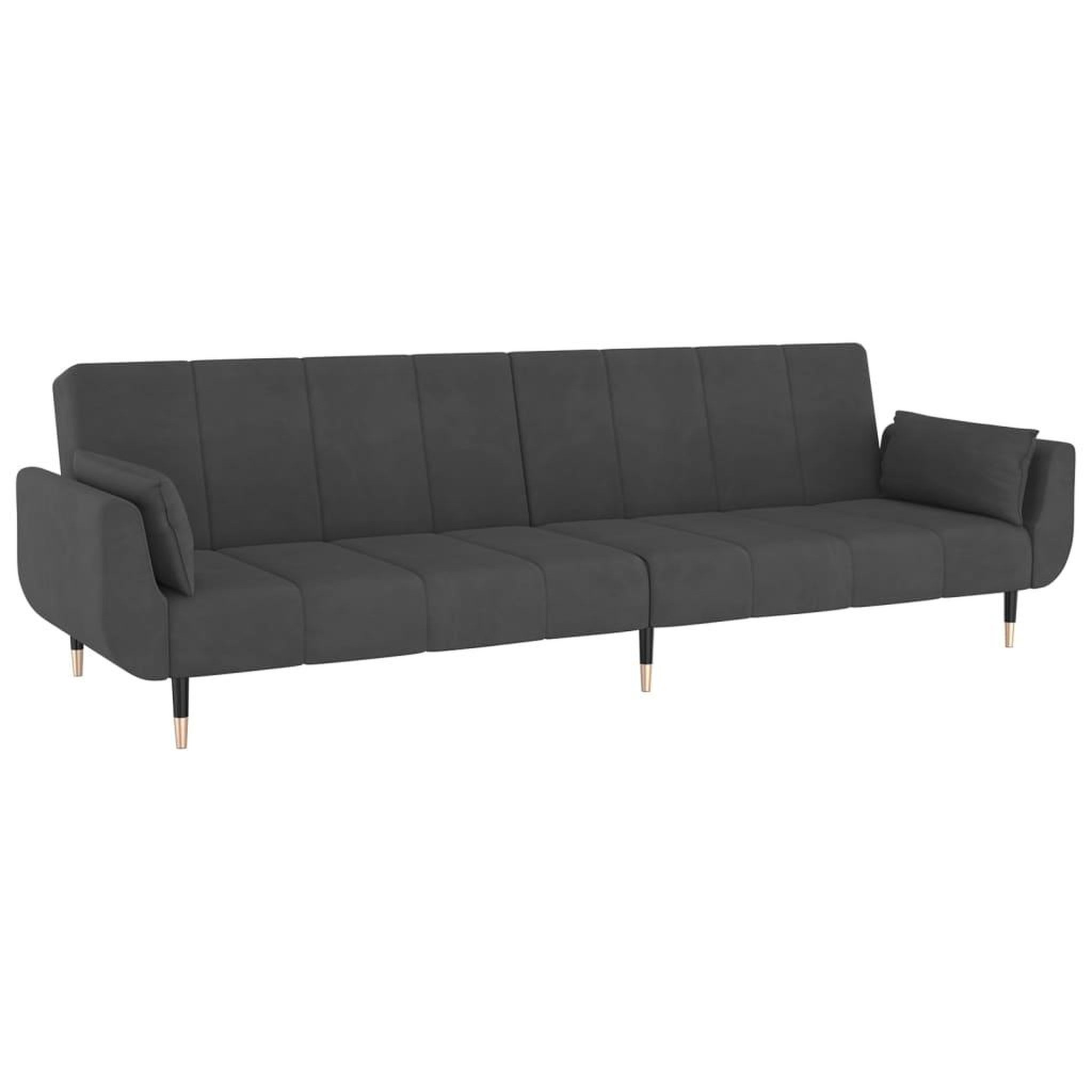 Voir la diapositive 5 : VIDAXL Canape-lit a 2 places avec deux oreillers Gris fonce Velours