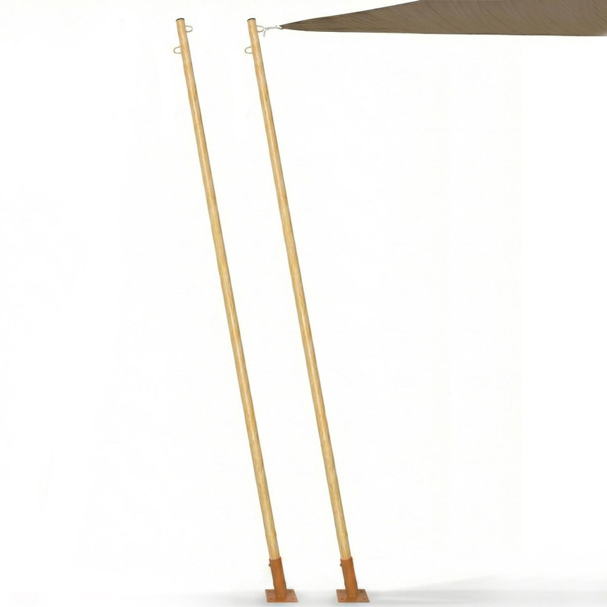 ID MARKET Lot de 2 mâts de fixation effet bois pour voile d'ombrage H.220 cm poteaux et bases acier