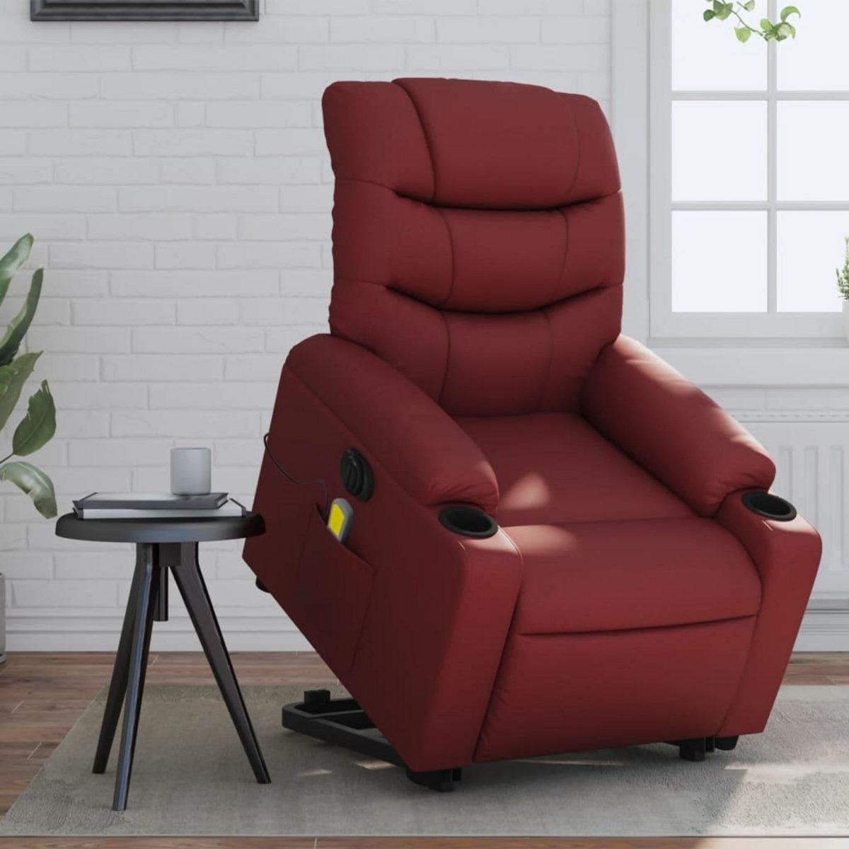 VIDAXL Fauteuil inclinable de massage electrique rouge bordeaux