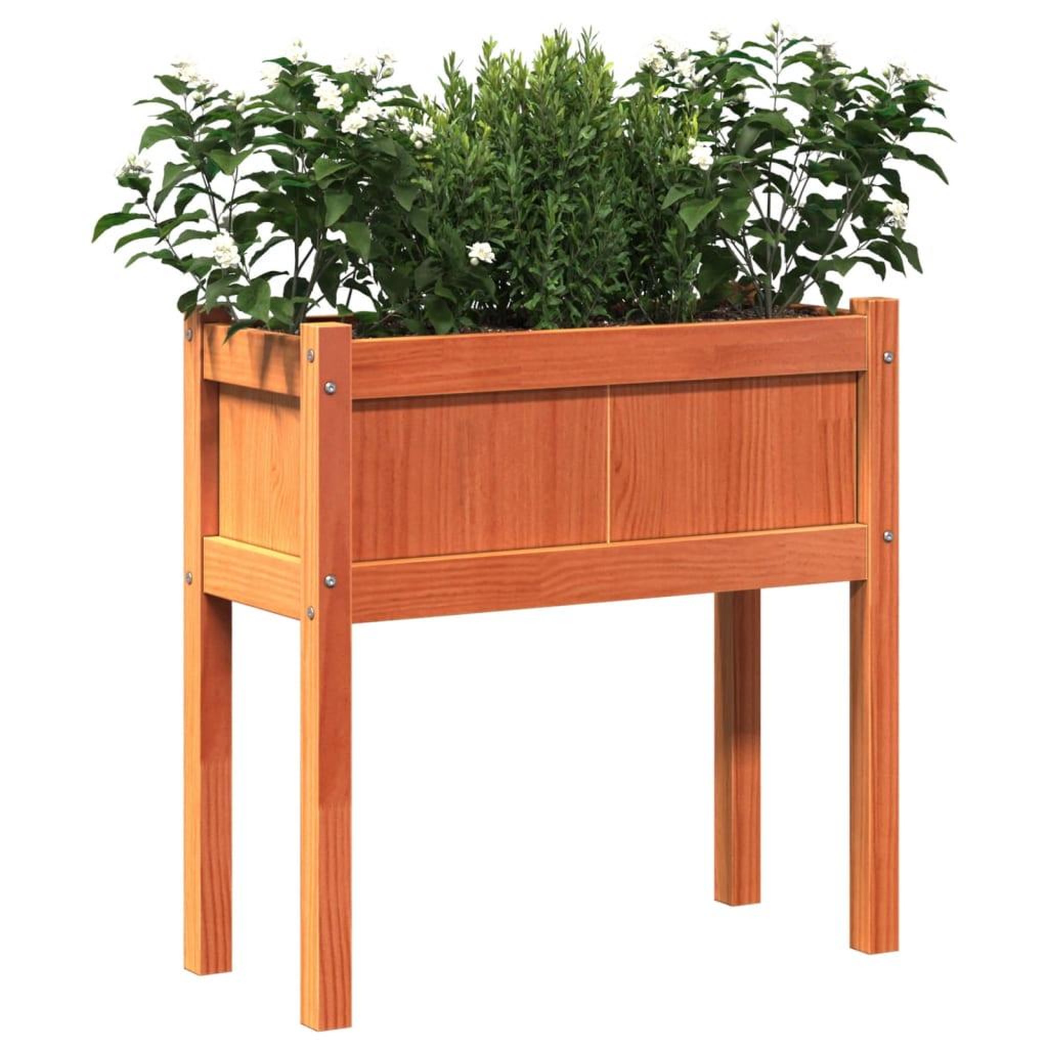 Voir la diapositive 4 : VIDAXL Jardinieres et pieds cire marron 70x31x70 cm bois de pin massif