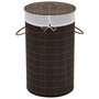 Voir la diapositive 1 : VIDAXL Panier a linge rond en bambou Marron fonce
