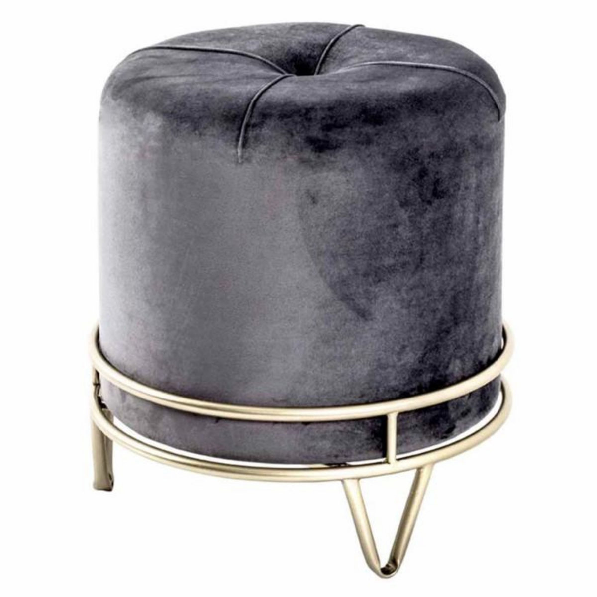 Paris Prix Pouf Rond Design  Love Is All  40cm Gris
