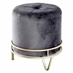 Paris Prix Pouf Rond Design  Love Is All  40cm Gris