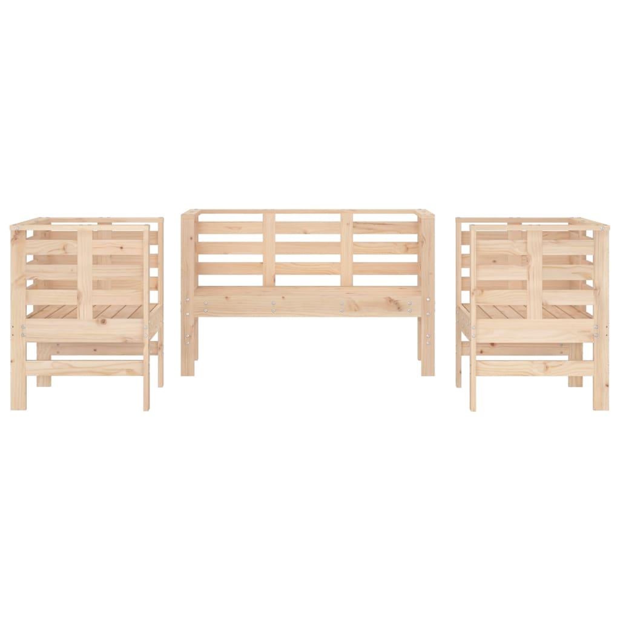 Voir la diapositive 4 : VIDAXL Salon de jardin 3 pcs bois massif de pin