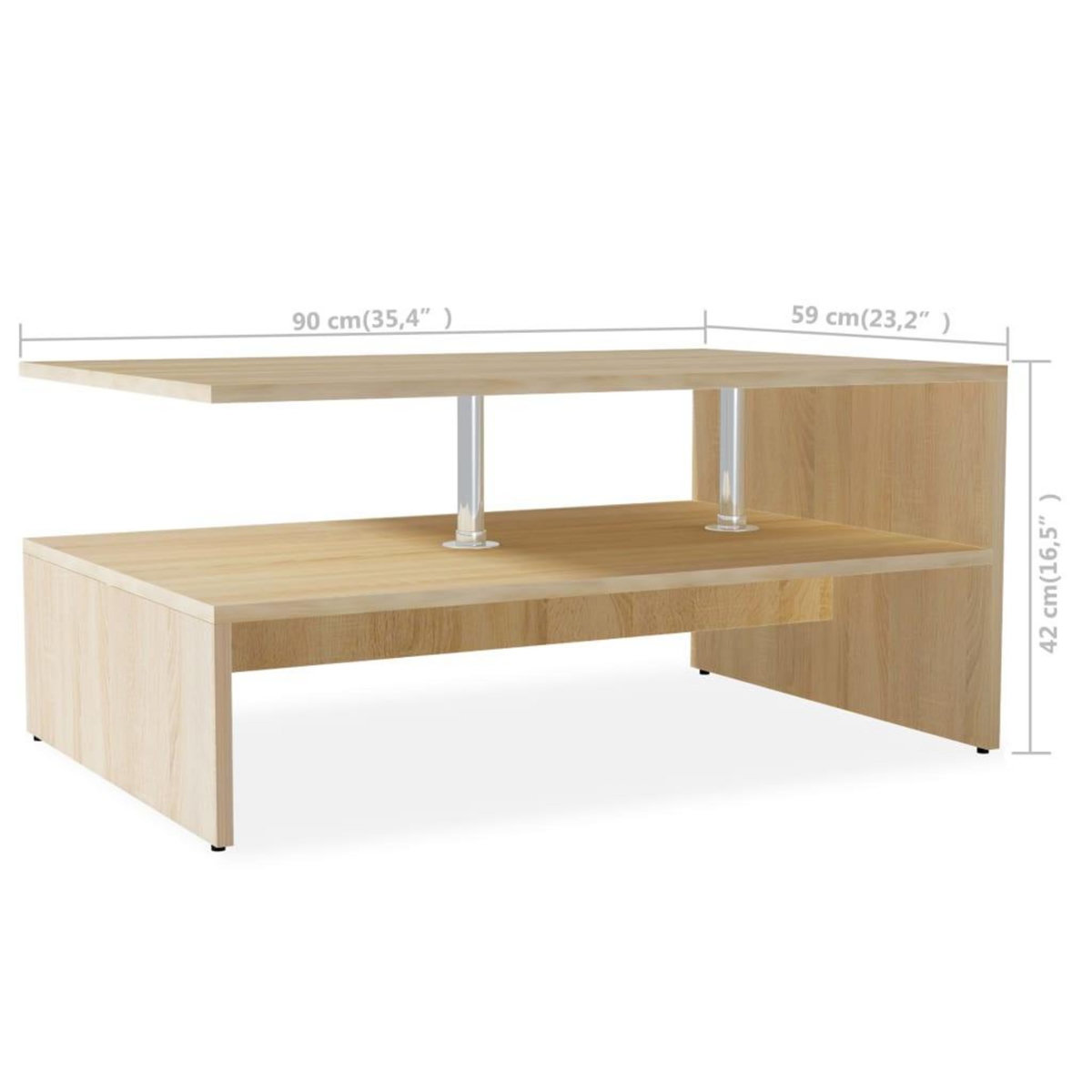 VIDAXL Table basse Bois d'ingenierie 90x59x42 cm Chene