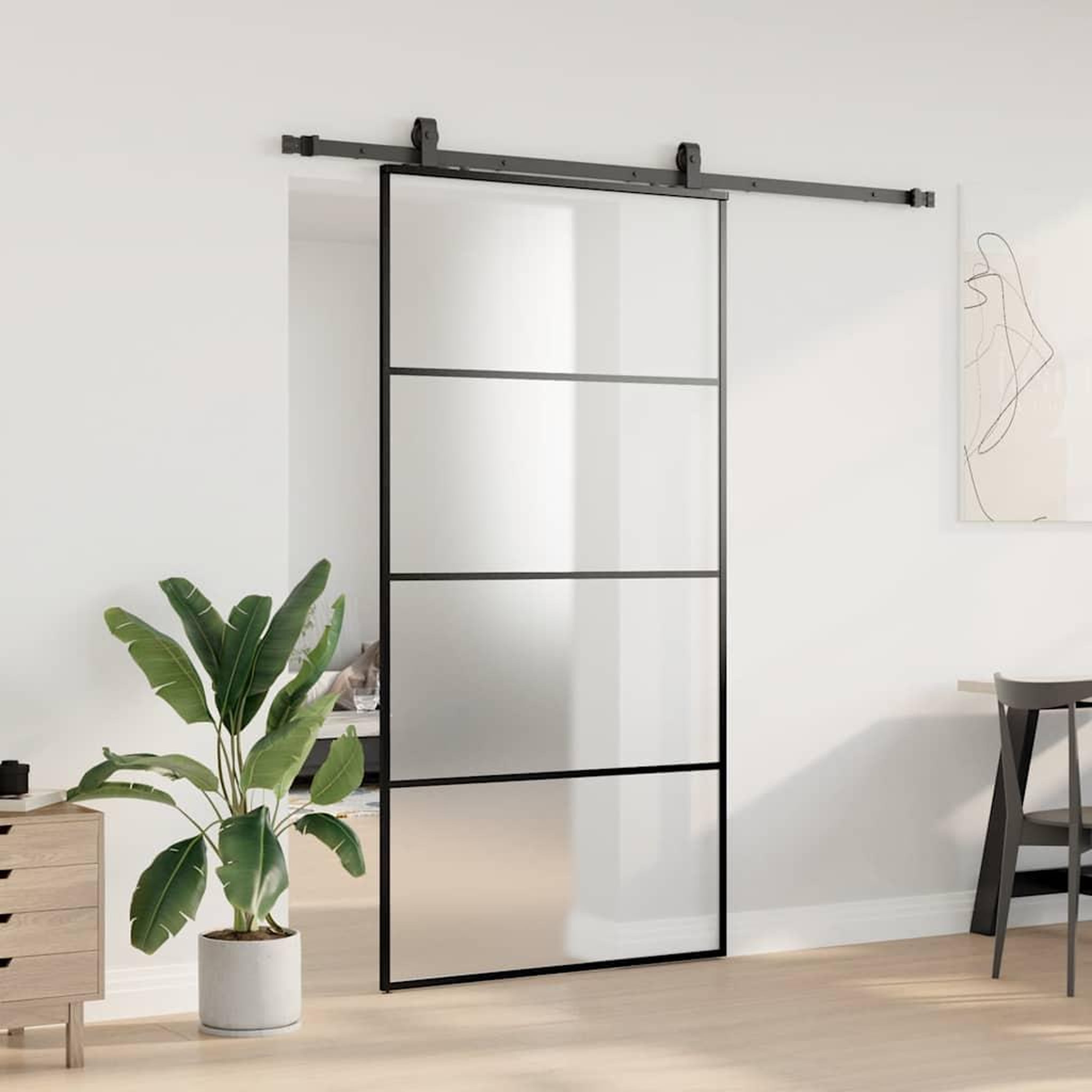 Voir la diapositive 3 : VIDAXL Porte coulissante kit de quincaillerie noir 102,5x205 cm